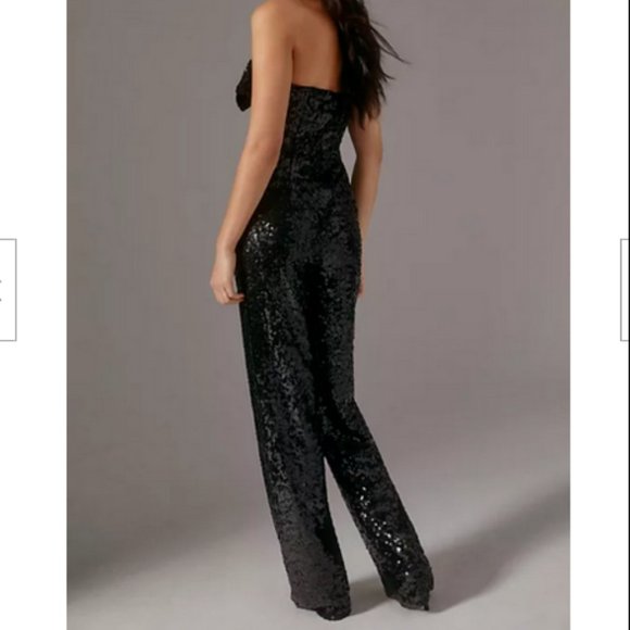 Anthropologie Hutch Sequin Bow Jumpsuit Cocktail Disco Party Black 4 248$ NWT - Picture 3 of 8